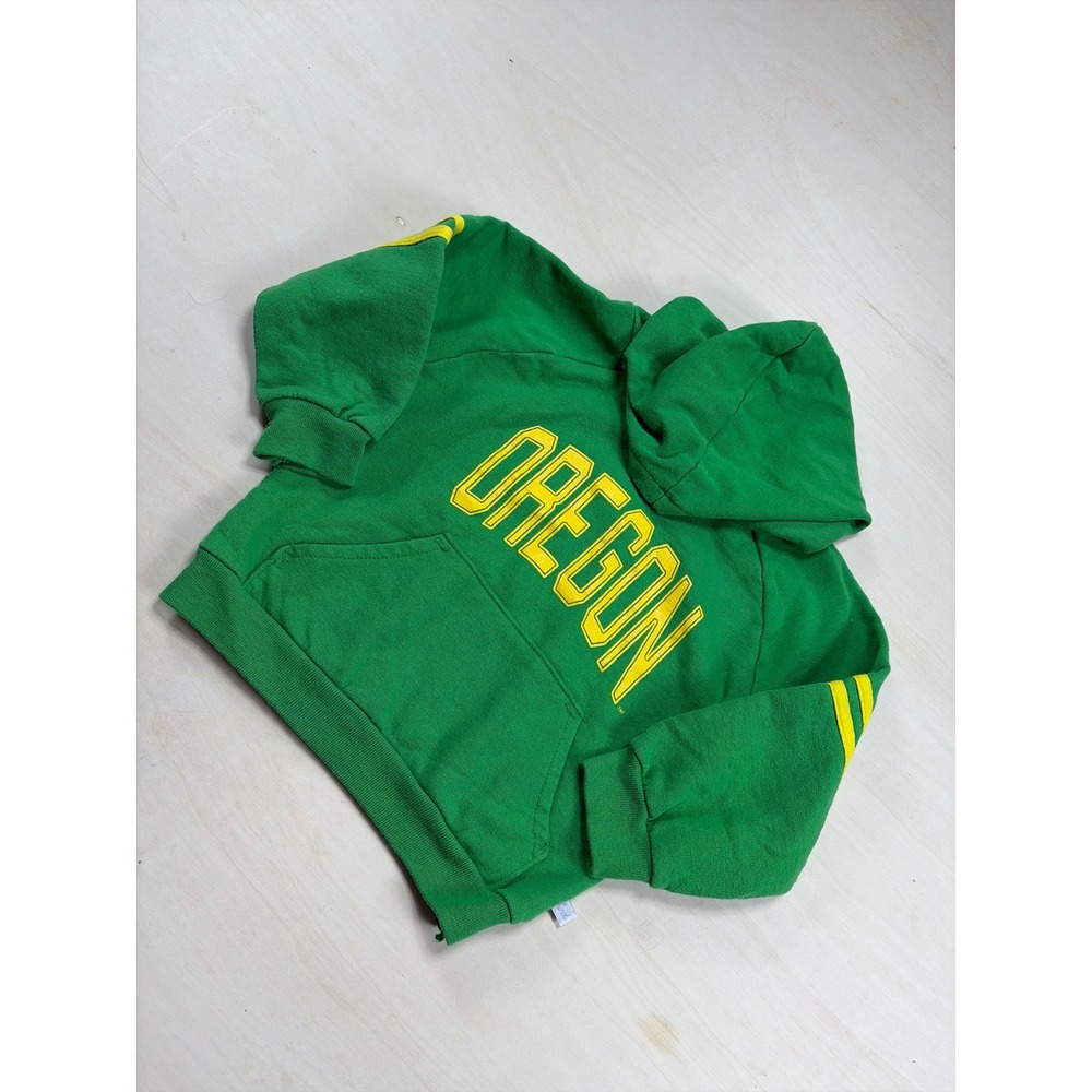 Third Street Oregon Ducks Toddler Hoodie Green Yellow Varsity Stripe 3T